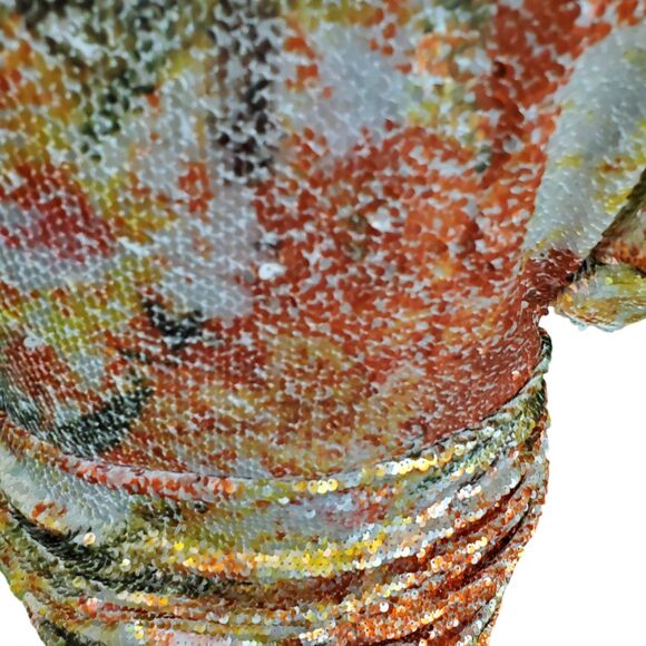 Ronny Kobo Eden Sequin Ruched One Shoulder Mini Dress Gold Multi Sz L $498 - Picture 9 of 12